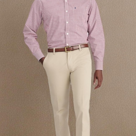 Izod red and white checked Men’s casual button up long sleeve shirt size Medium - Picture 7 of 7